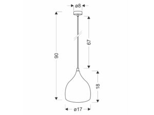 Miniaturka 2 - Czarna lampa wisząca Noreta rysunek wymiarów 90 na 17 cm