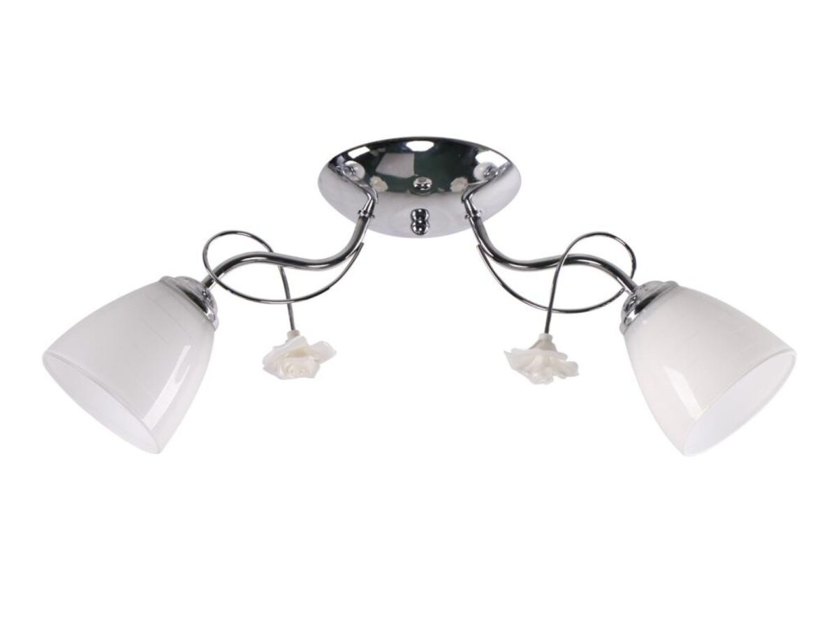 Lampa sufitowa Noridela 2-punktowa białe klosze chrom E27