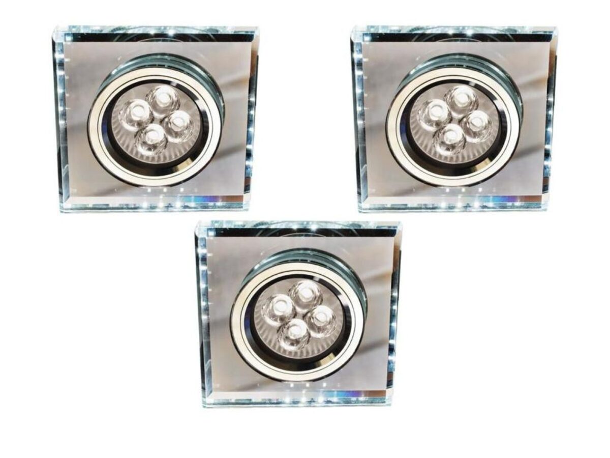 Zestaw 3 opraw stropowych GU10 z podświetleniem LED 9 cm