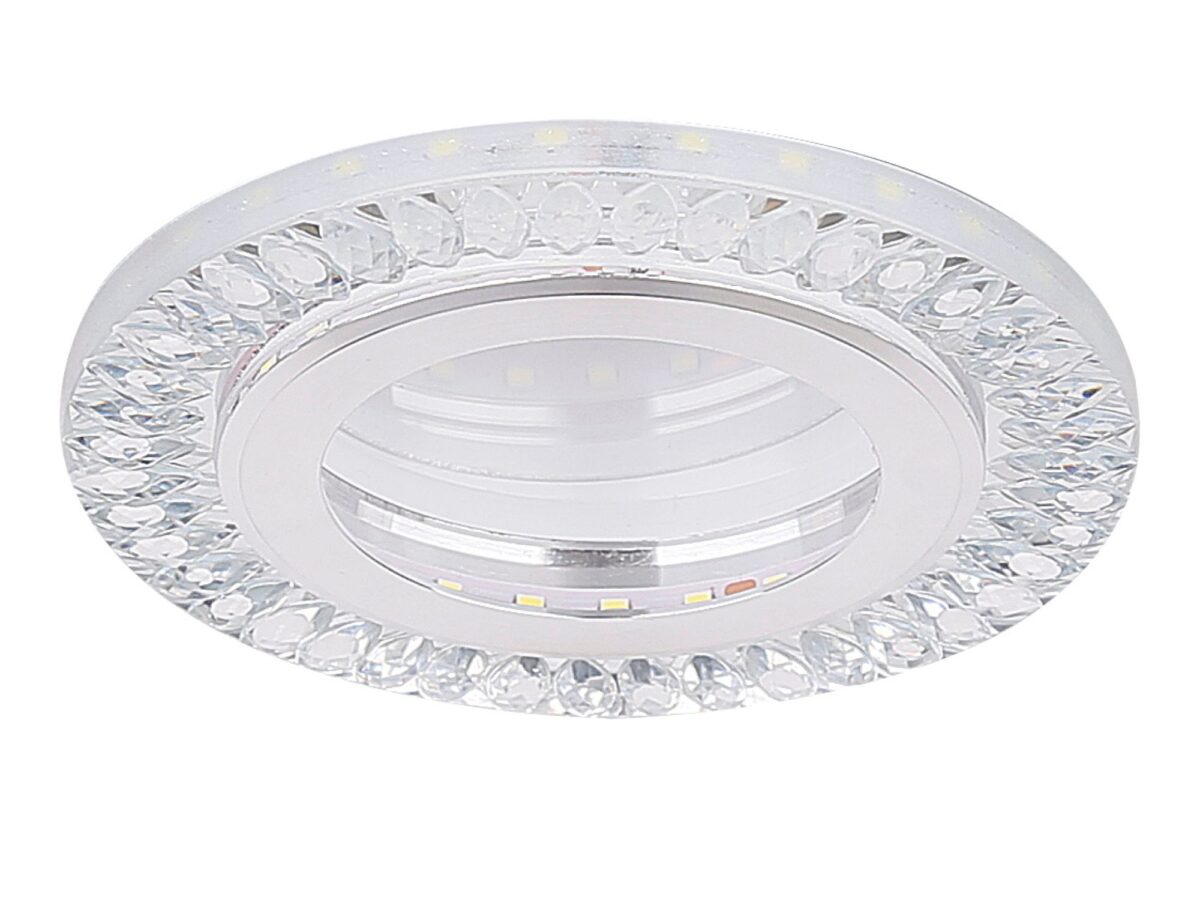 Oczko sufitowe LED 2×5 W srebrne z obłym szkłem 6500 K
