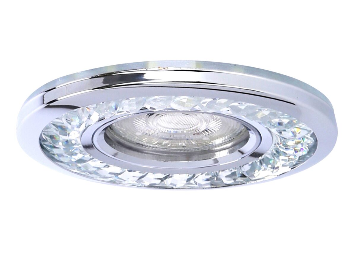 Oczko sufitowe GU10 chrom z kryształkami LED 10 cm
