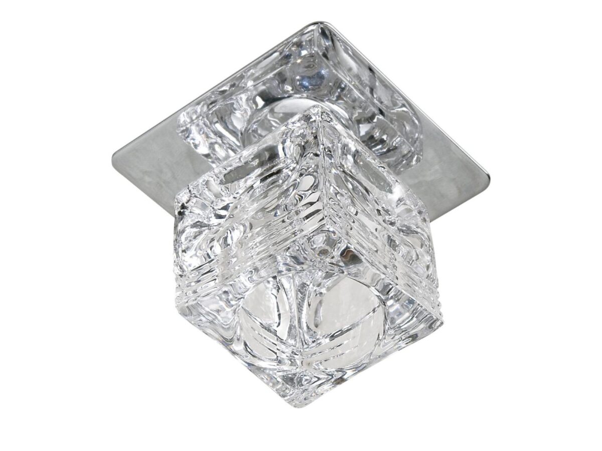 Oczko sufitowe stałe chrom G4 z kryształową kostką 8 cm