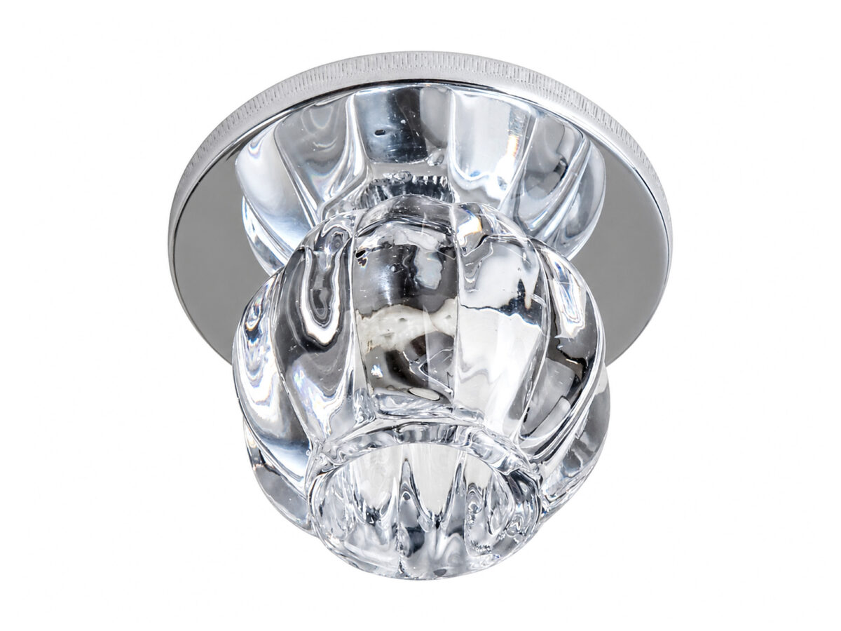 Oczko sufitowe stałe chrom G4 z kryształową kulą 6,8 cm
