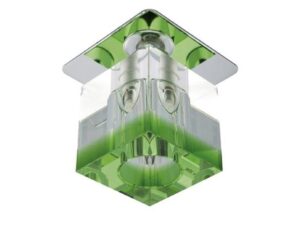 Miniaturka 6 - Oczko sufitowe G4 z chromowaną oprawą i kloszem – zielony pasek
