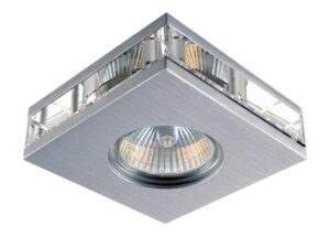 Miniaturka 3 - Kwadratowa satynowa oprawa sufitowa MR16 ze szklanym pasem