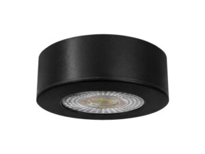 Miniaturka 1 - Czarne oczko sufitowe LED 2w1 w konfiguracji natynkowej na białym tle