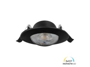 Miniaturka 3 - Czarne oczko LED w konfiguracji podtynkowej z uchwytami sprężynowymi