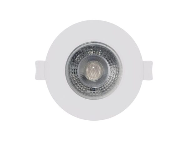 Białe okrągłe oczko sufitowe LED 5 W 3CCT IP65 na białym tle