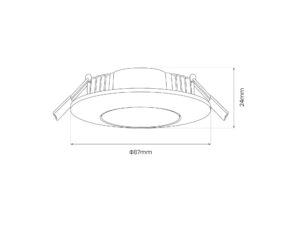 Miniaturka 6 - Rysunek wymiarowy okrągłego oczka LED średnica 87 mm wysokość 24 mm