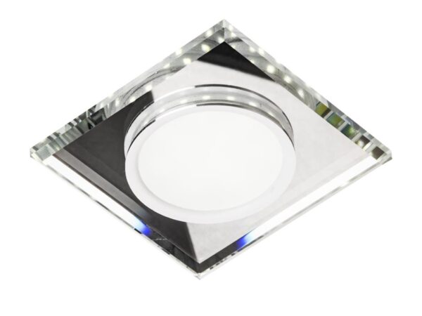 Kwadratowe oczko sufitowe LED 8 W z przezroczystym szkłem i białym podświetlanym pierścieniem