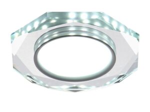 Miniaturka 2 - Ośmiokątne oczko sufitowe LED 8 W z przezroczystą szklaną ramką i białym ringiem