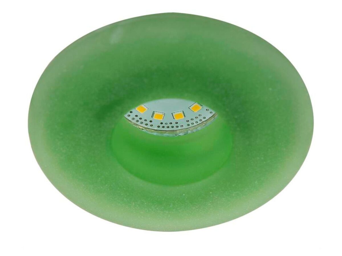 Oczko sufitowe szklane MR16 okrągłe zielone 9,3 cm