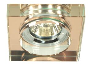 Miniaturka 4 - Oczko sufitowe szklane 9 cm brązowe – kwadratowe szkło i chrom