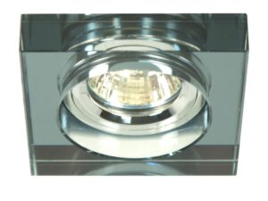 Miniaturka 3 - Oczko sufitowe szklane 9 cm czarne – kwadratowa oprawa z chromem