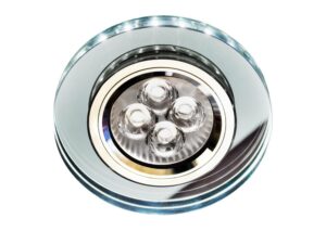 Miniaturka 6 - Oczko sufitowe szklane GU10 z białym LED, chromowany pierścień z przodu