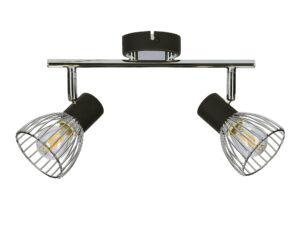 Miniaturka 4 - Lampa sufitowa Olimona czarno chromowana listwa z dwoma kloszami