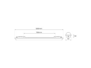 Miniaturka 4 - Rysunek wymiarów oprawy hermetycznej LED 120 cm przekrój 6 cm