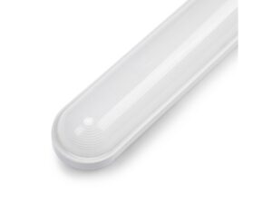 Miniaturka 1 - Zbliżenie żebrowanego klosza szarej oprawy hermetycznej LED