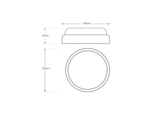 Miniaturka 5 - Schemat wymiarowy oprawy kanałowej LED Ø155 mm, wysokość 45 mm