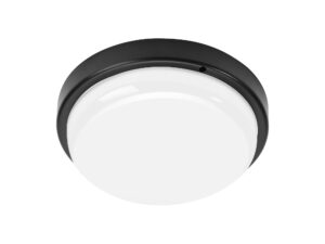Miniaturka 1 - Czarna okrągła oprawa kanałowa LED IP64 z mlecznym kloszem na białym tle