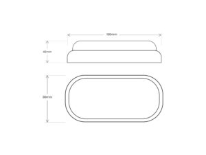 Miniaturka 6 - Owalna oprawa kanałowa LED rysunek wymiarów 160 na 89 na 46 mm