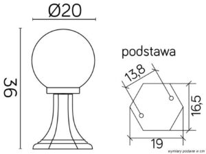 Miniaturka 2 - Rysunek wymiarowy oprawy KULE CLASSIC K 4011 K 200