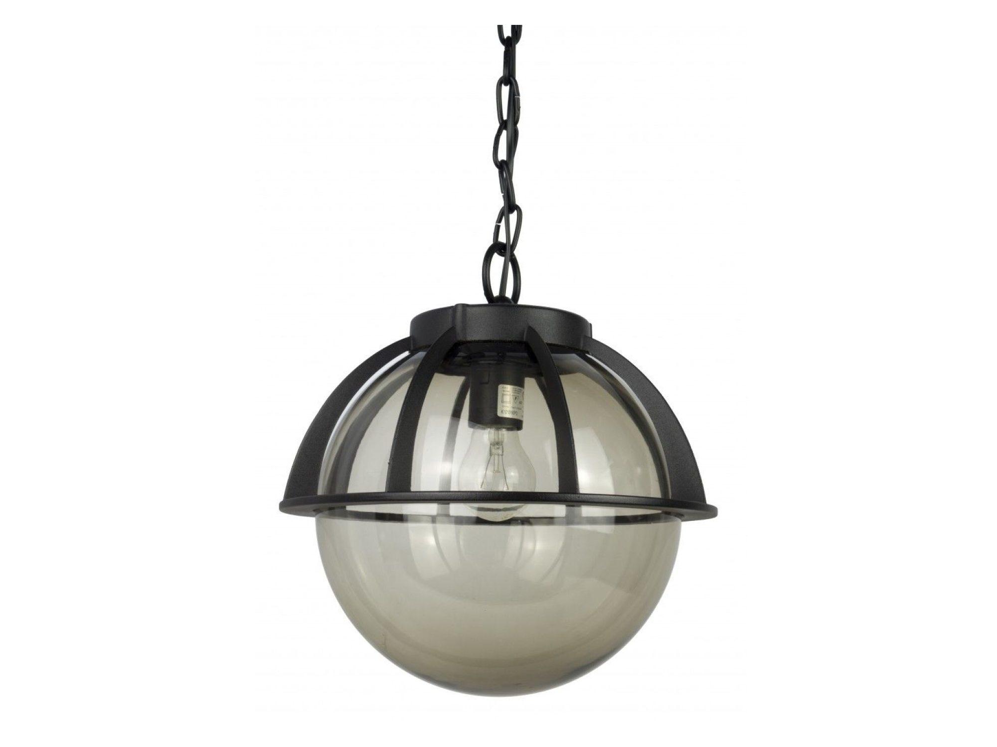 Lampa wisząca KULE Z KOSZYKIEM 250 z kloszem przydymionym – widok z przodu