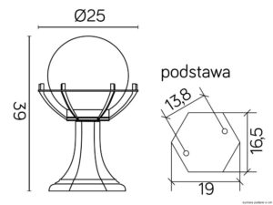 Miniaturka 2 - Oprawa KULE Z KOSZYKIEM K 4011/1/KPO schemat wymiarów