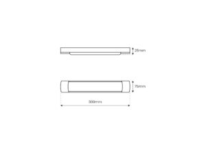 Miniaturka 5 - Oprawa liniowa LED 30 cm rysunek długości wysokości i szerokości