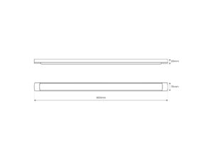 Miniaturka 6 - Rysunek wymiarowy listwy LED o długości 900 mm, szerokości 75 mm i wysokości 25 mm