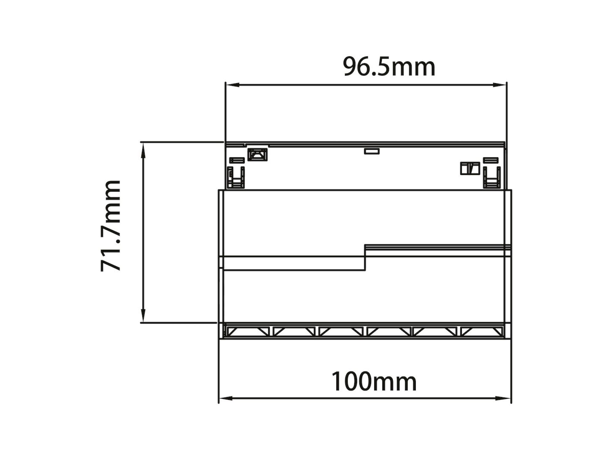 Rysunek wymiarowy oprawy liniowej magnetycznej LED 6 W