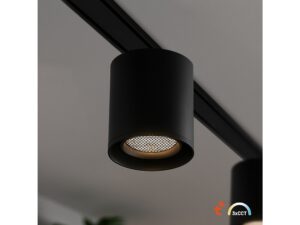 Miniaturka 4 - Czarna oprawa cylindryczna zamocowana na magnetycznej szynie w salonie