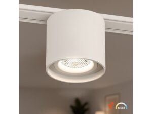 Miniaturka 7 - Biała cylindryczna oprawa magnetyczna LED świecąca na szynie