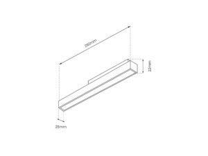 Miniaturka 4 - Schemat wymiarów liniowej oprawy magnetycznej LED 292 na 25 na 22 mm