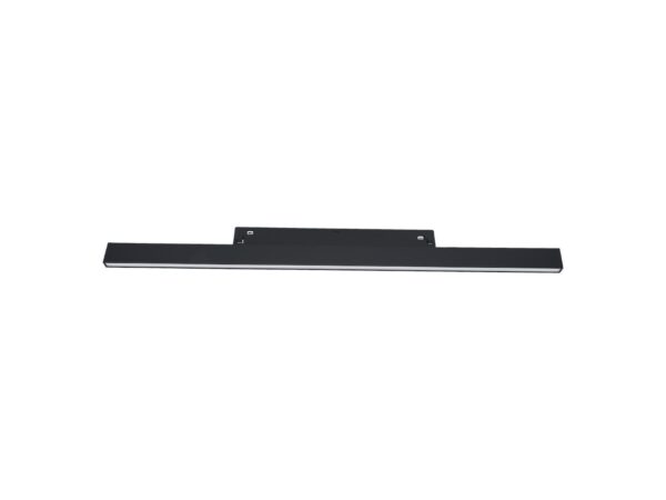 Czarna liniowa oprawa magnetyczna LED 10 W 30 cm na białym tle