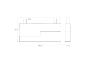 Miniaturka 5 - Rysunek wymiarowy płaskiej oprawy magnetycznej o długości 100 mm i wysokości 67 mm