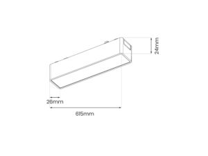 Miniaturka 11 - Rysunek wymiarowy liniowej oprawy magnetycznej LED 61,5 cm