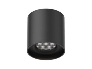 Miniaturka 9 - Czarna cylindryczna oprawa LED do szyny magnetycznej z siatkowym dyfuzorem na białym tle