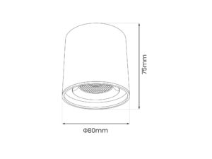 Miniaturka 8 - Schemat cylindrycznej oprawy magnetycznej o średnicy 80 mm i wysokości 75 mm