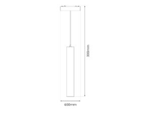 Miniaturka 12 - Schemat wymiarów wiszącej oprawy magnetycznej LED długości 30 cm