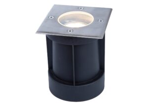 Miniaturka 3 - Oprawa najazdowa kwadratowa GU10 ze stalowym frontem INOX, cała oprawa na białym tle