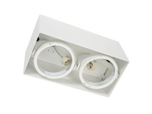 Miniaturka 2 - Oprawa natynkowa biała z widocznymi dwoma gniazdami GU10 bez żarówek