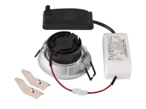 Miniaturka 4 - Oprawa wpuszczana New Tria 68 LED w bieli, widok od tyłu i elementy montażowe