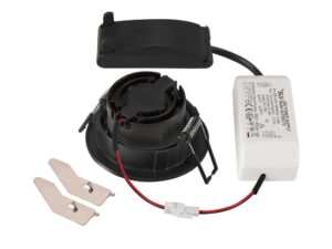 Miniaturka 5 - Oprawa wpuszczana New Tria 68 LED w czerni, widok od tyłu i elementy montażowe