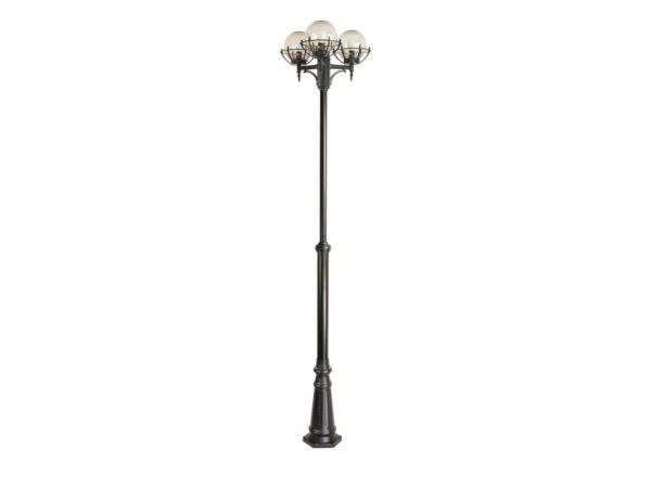 Lampa parkowa KULE Z KOSZYKIEM 200 OGMWN 3 KPO, widok z przodu