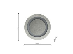 Miniaturka 4 - Rysunek wymiarowy srebrnej oprawy schodowej LED, średnica 70 mm i głębokość 23 mm