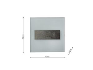 Miniaturka 8 - Schemat wymiarowy oprawy schodowej LED 75 na 75 mm, głębokość 23 mm