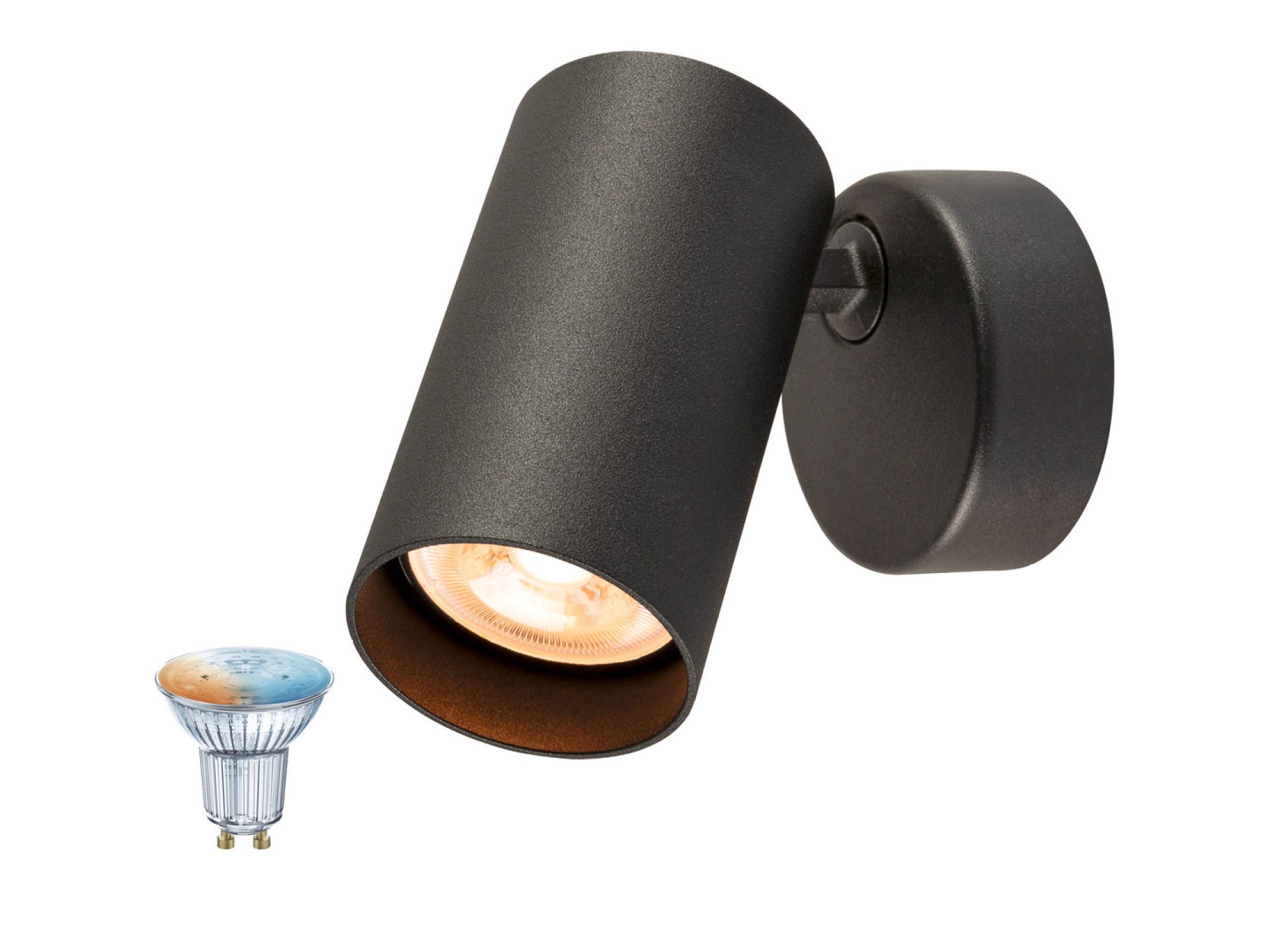 Czarna oprawa ścienno-sufitowa Enola 2.0 M Smart Set z żarówką GU10