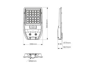 Miniaturka 4 - Oprawa solarna LED – schemat korpusu 393,6 × 235 mm