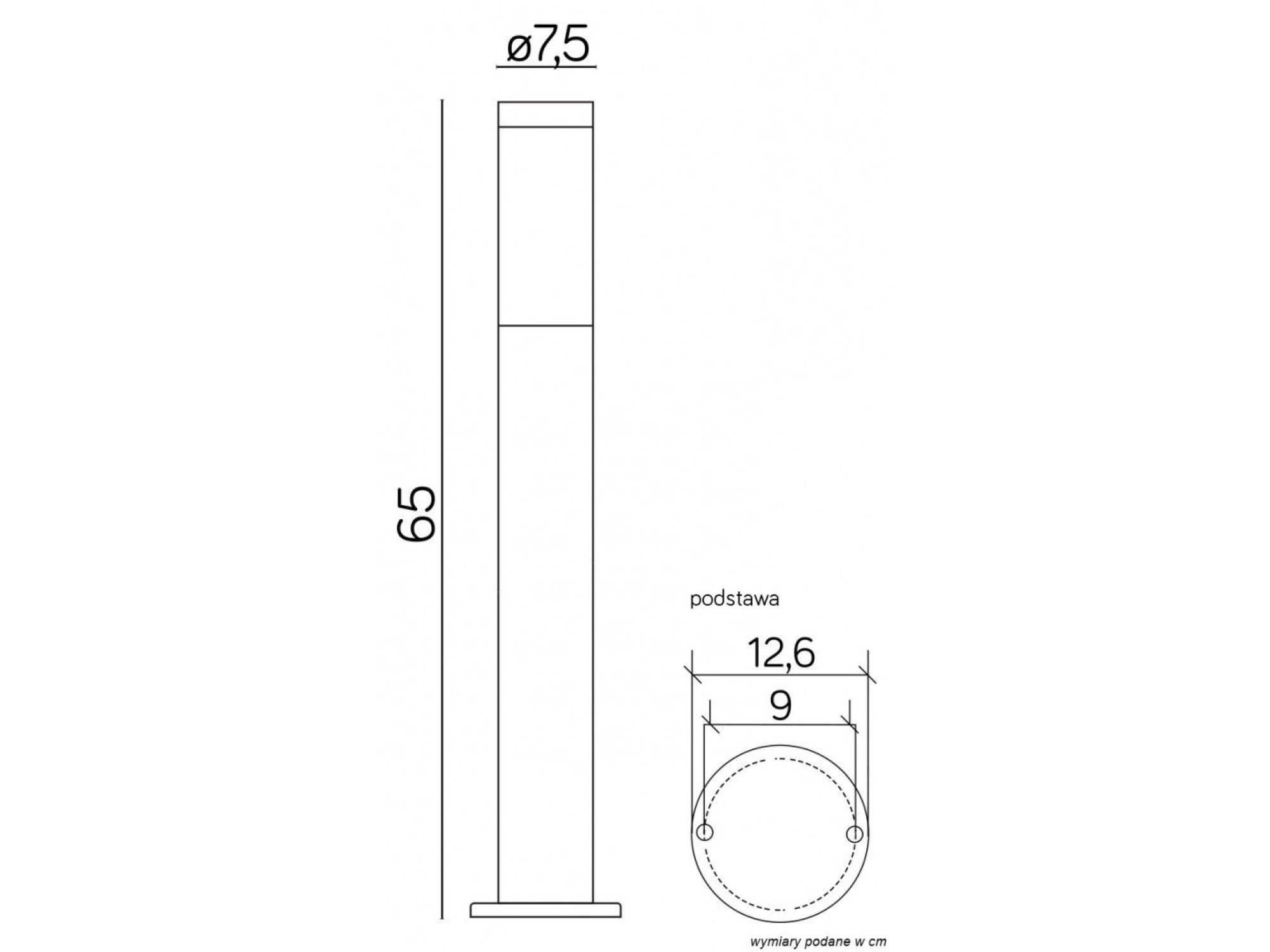 Oprawa INOX ST 022-650 rysunek wymiarów